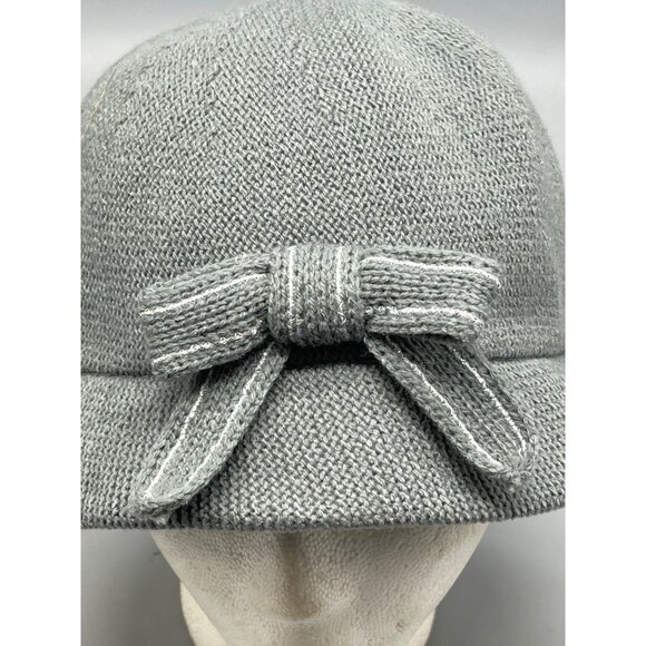 August hat company bow acrylic blend grey one size READ new - Picture 2 of 6
